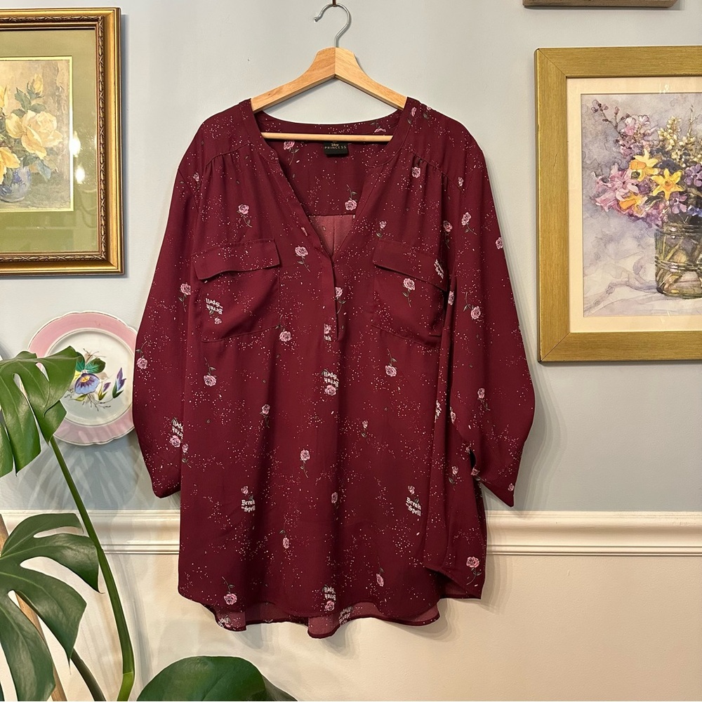 Torrid Beauty And The Beast Blouse 28 5X Disney Princess Break The Spell Harper